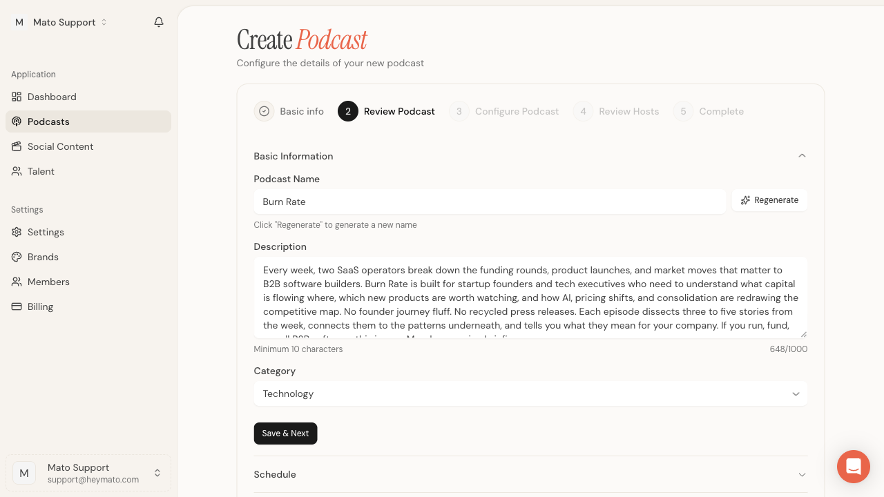 Step 2: review podcast details